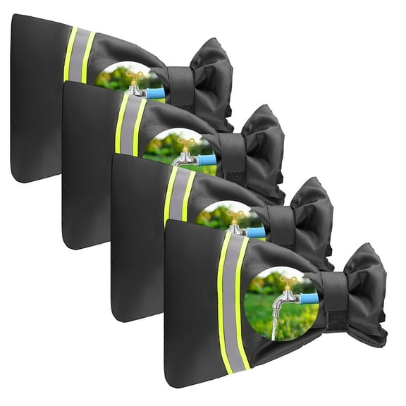 Lumikrypt 4 Pack Outdoor Faucet Cover for Winter, 9.8" H x 7.1" W Water Socks Freeze Protection with Reflective Strip, Waterproof Faucet Insulation Cover Anti-Freeze Hose Bib Socks