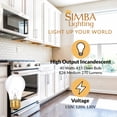 thumbnail image 2 of Simba Lighting Oven Light Bulb 300°C/572°F Rated A15 40W E26 Medium Base, 120V 2700K, 4-Pack, 2 of 8
