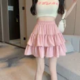 thumbnail image 4 of Primavera 2024 Nuevo vestido mini de cintura alta con corte A para mujer Falda de gasa con borde con volantes Falda pequeña con vuelo tipo pastel, 4 of 5