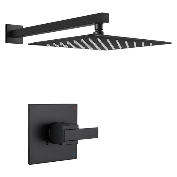 12" Matte Black Rainfall Shower Faucet (Valve/Cartridge/Tub Spout Not Included)