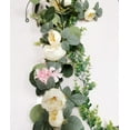 thumbnail image 4 of 3 Pack Artificial Flower Garland Fake Rose Vine with Seeded Eucalyptus Leaves, Artificial Flowers Hanging Rose Ivy Garland for Room Wall Decor Wedding Party Arch Decoration(Champagne), 4 of 5