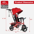 thumbnail image 3 of OLAKIDS Kids Tricycle, 4 in 1 Stroll Trike with Adjustable Push Handle, Removable Canopy, Retractable Foot Plate, Lockable Pedal, Detachable Guardrail, Suitable for 10 Months to 5 Years (Red), 3 of 10