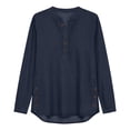 thumbnail image 5 of Womens Denim Shirt Long Sleeve Button Down Shirt Casual Jean Shirt Jacket Vintage Denim Blouses Tops with Pockets Navy L, 5 of 6
