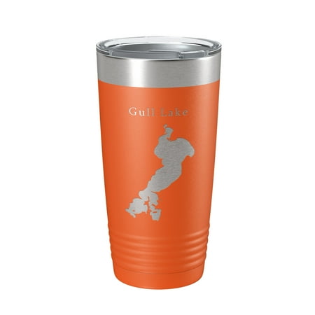 

Gull Lake Map Tumbler Travel Mug Insulated Laser Engraved Coffee Cup Minnesota 20 oz Orange