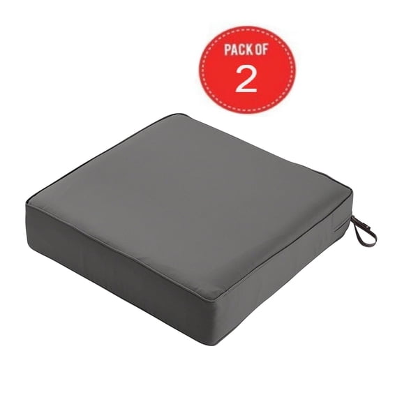 Classic Accessories Montlake Patio FadeSafe Seat Cushion, Charcoal, 21"Wx21"Dx5"T ( Pack of 2 )