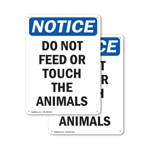 (2 Pack) Do Not Feed Or Touch The Animals OSHA Notice Sign 10 Inch X 14 Inch Indoor / Outdoor Rust-Free Aluminum Metal Signs for Workplace, Workshop, and Construction Site, Made in the USA