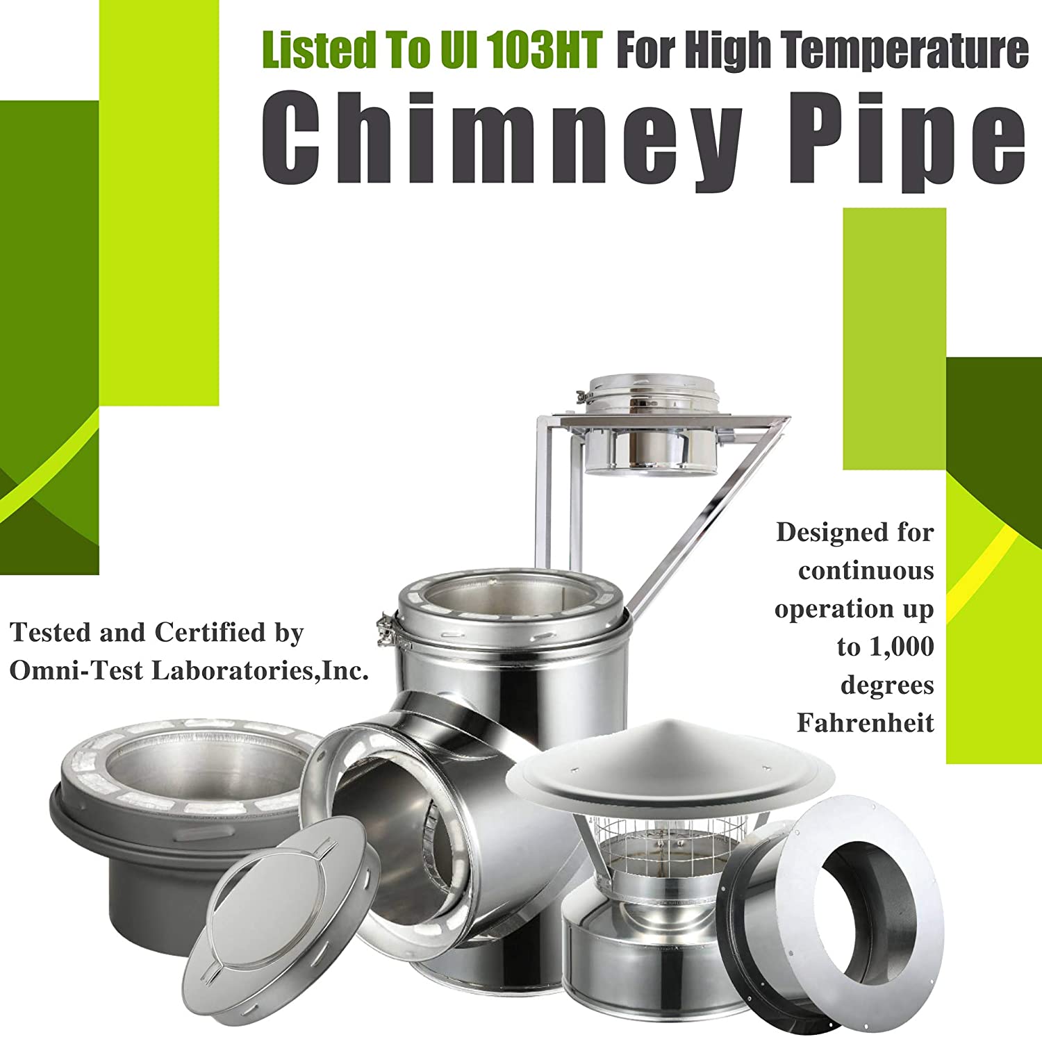 Adjustable Wall Bracket For 6" All Fuel Class-A Double Wall Insulated Chimney Pipe - 304 Stainless Steel
