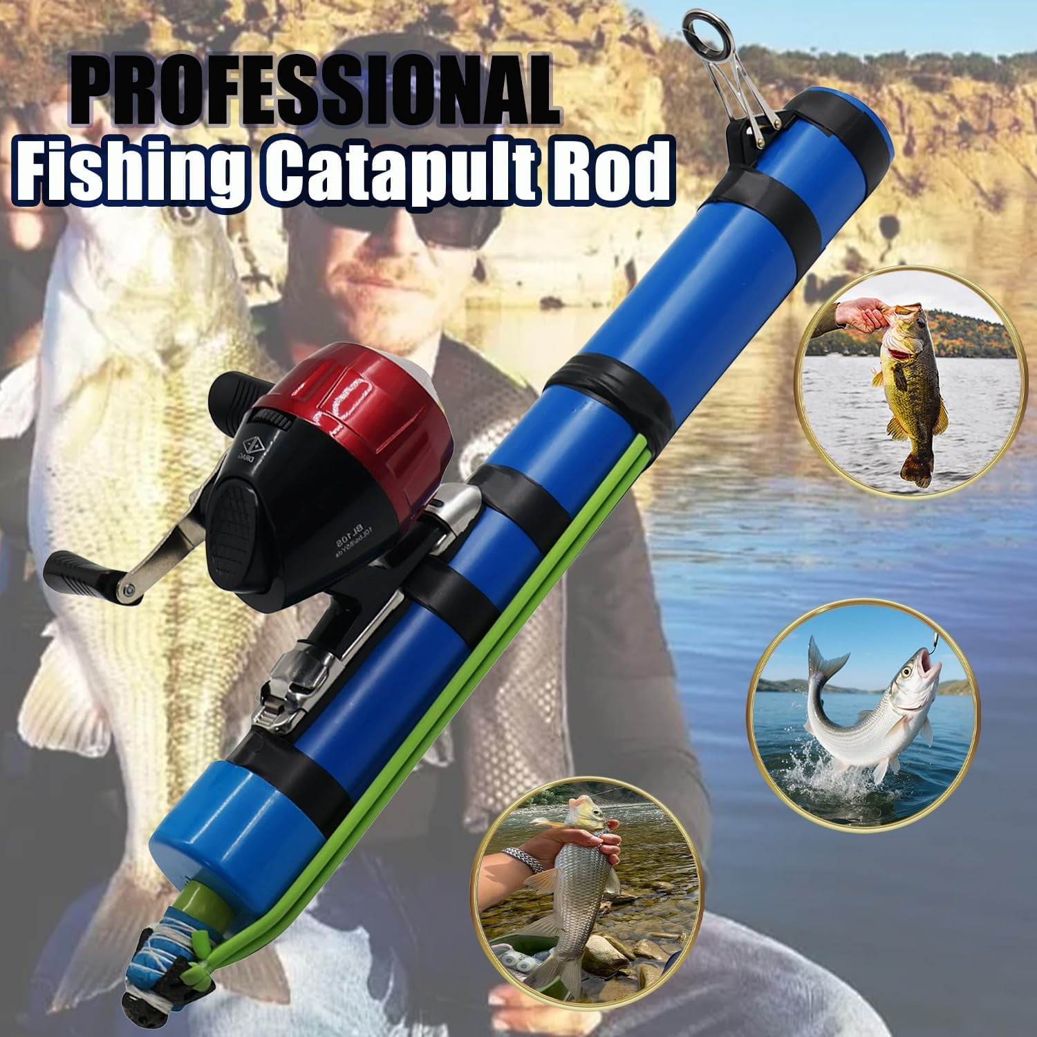 Fishing Catapult Rod, 2026 New Portable Sling Shot Fishing Rod & Bait Launcher, Professional Compact Travel Fishing Pole for Saltwater and Freshwater