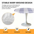 thumbnail image 2 of Elastic Fitted Round Tablecloth, Purple Plaid Waterproof Stretch Table Cover for 55"-60" Tables, Spring Summer Farmhouse Buffalo Checkered Washable Outdoor Tablecloths for Patio, Picnic, Camping, 2 of 9