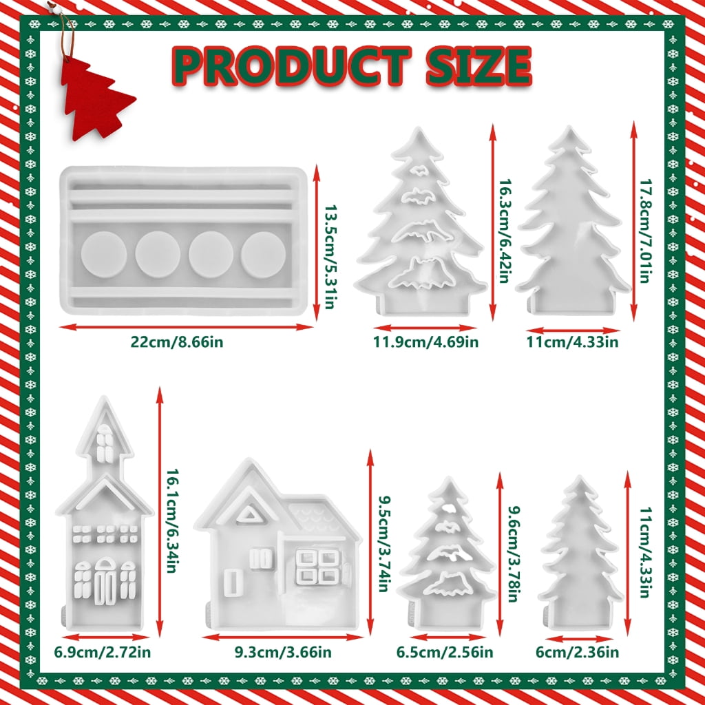 lanema House Shape Resin Mould Tree Silicone Molds DIY Candle Holder Mould for Festival