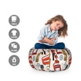 thumbnail image 2 of London Storage Toy Bag Chair, Doodle English Crown London Cab Telephone Booth Watch Big Ben Umbrella Bicycle, Stuffed Animal Organizer Washable Bag, Small Size, Grey Red, by Ambesonne, 2 of 3