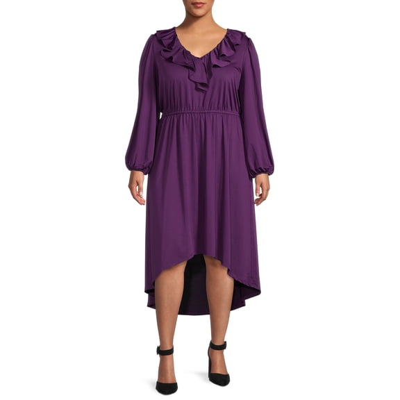 Heather B Women's Plus Size Ruffle Dress