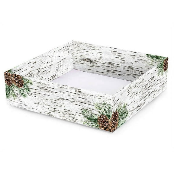 Pack of 6, Birch and Pine Gourmet Decorative Corrugated Tray, 10x10x3" for Tall Displays or Holding Gourmet Meat and Cheese Trays