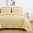 thumbnail image 3 of Chezmoi Collection Kingston Queen Size Bedspread Set, 3-Piece Pastel Yellow Oversized Quilted Microfiber Lightweight Bedspread Coverlet (100"x106"), 3 of 9