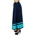 thumbnail image 2 of Bimba Women's Long Maxi Skirt With Contrast Border Boho Skirt With Elastic Waist, 2 of 7