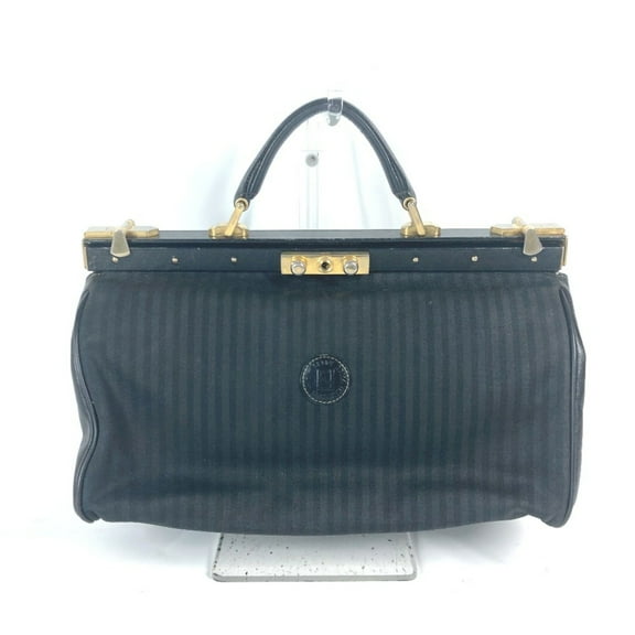 Pre-Owned FENDI Doctor Bag Pecan Handbag Leather Women's Black (Good)