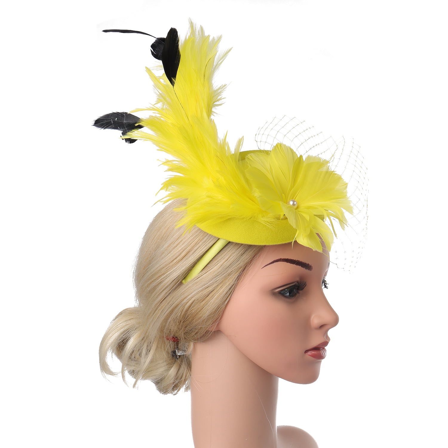 JasmineLi Superior Mesh Bowknot Derby Hat Headband Hair Clips Elegant Veil Pillbox Hat Ornament 