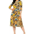 thumbnail image 2 of Women's Medallion Print Plus Size Belted Midi Dress, 2 of 5
