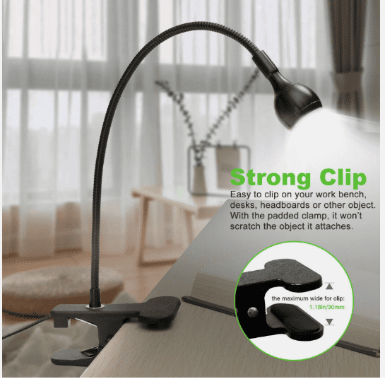 USB Reading Night Light Flexible LED Book Lamp, Clip-On Light for Laptop, Bed, Desk & Study