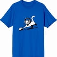 thumbnail image 3 of Gaming Cat Chasing Computer Mouse Adult Royal Blue Crew Neck Short Sleeve Tee-Large, 3 of 4