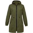 thumbnail image 5 of Women's Plus Size Long Waterproof Rain Jacket, Lightweight Hooded Windbreaker, Casual Outdoor Hiking Coat, Foldable Raincoat for Travel, All Season Rainwear, Packable Rain Jacket Green XXL, 5 of 7