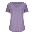 thumbnail image 3 of WIZUTIZ Womens Shirts up to 50% Off Oversize Vintage Loose Fit Shirts V-Neck Ladies Blouse Work Out Short Sleeve Fluffy Tee Elegant Retro Linen Tshirts Tops Summer-Beach Plus Solid Tshirt T-shirt, 3 of 5
