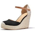 thumbnail image 1 of YAZI Womens Summer Espadrille Heel Platform Wedge Sandals Ankle Buckle Strap Closed Toe Shoes, 1 of 14