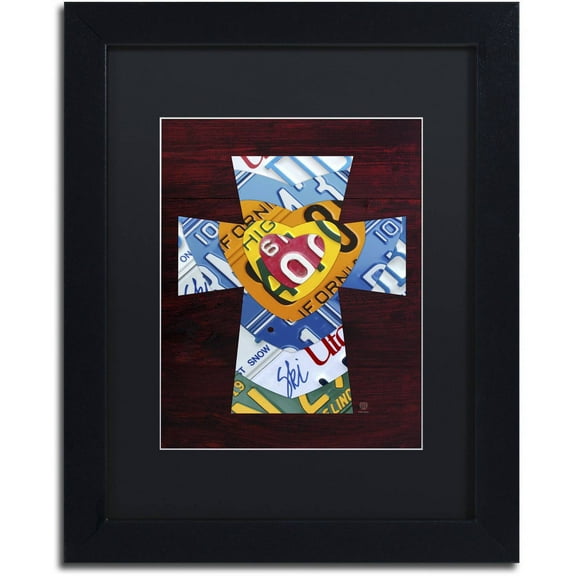 Trademark Fine Art 'Heart Cross' Canvas Art by Design Turnpike, Black Matte, Black Frame