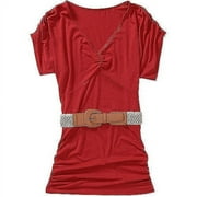 Susie Rose Juniors' Plus V-Neck Dolman Top with Belt