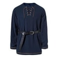 thumbnail image 2 of Puntoco Mens Medieval Pirate Shirt Steampunk Retro Renaissance Viking Long Sleeve Lace Up Halloween Tops Winter Clothing for Men Navy XL(XL), 2 of 8