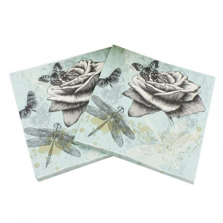 Decoupage Paper Napkins of backyard Garden Summer Flowers with