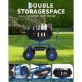 thumbnail image 4 of YUSAZENS Tabouret de Jardin Roulant Rotatif à 360Degrees avec Poignée Rétractable 4 Roues Cadre Double Dossier Accoudoir Structure en Fer et Caoutchouc Bleu Gentiane, 4 of 8