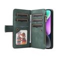 thumbnail image 5 of Allytech Flip Wallet Case for iPhone 15 Plus, Vintage PU Leather Folio Stand Shockproof Zipper Pocket 9 Cards Slots Protective Wallet Case Cover for Apple iPhone 15 Plus 6.7" - Green, 5 of 13