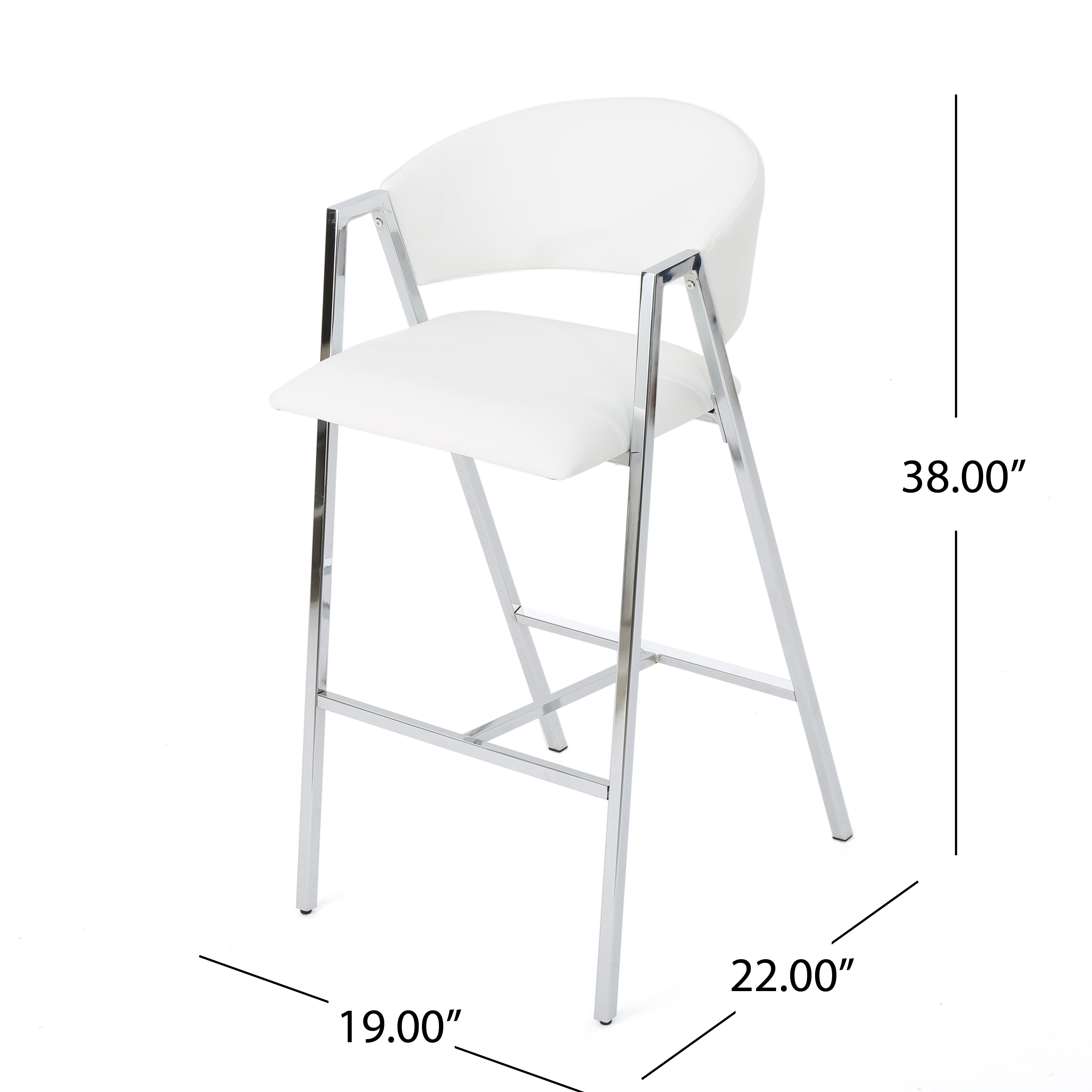 Noble House Modern Leather 28.25 Inch Barstool,Ivory