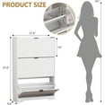 thumbnail image 2 of Shoe Cabinet Storage for Entryway with 3 Flip Drawers, White Fluted Shoe Cabinet with Adjustable Shelves, Wooden Hidden Shoe Rack Freestanding Narrow Slim Shoes Storage for Hallway, Entrance, 2 of 6
