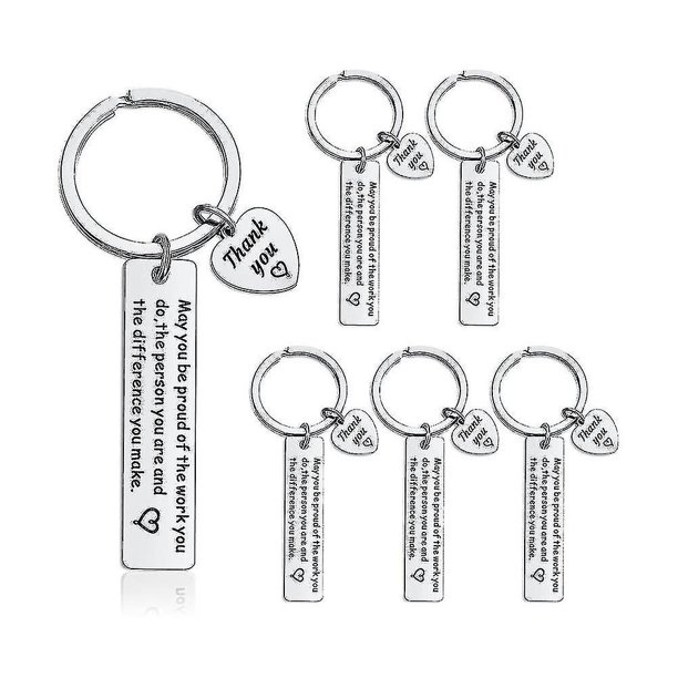 6 Piezas de Regalos de Agradecimiento YUANXCMXG Regalos Inspiradores Llaveros de Acero Inoxidable Plata