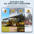 thumbnail image 2 of 20x20FT Metal Carport, Heavy Duty Carport with Galvanized Steel Roof and Enhanced Base, Upgraded Large Outdoor Canopy, Metal Garage for Cars, Boats, Trucks, Gray (20x20FT), 2 of 7