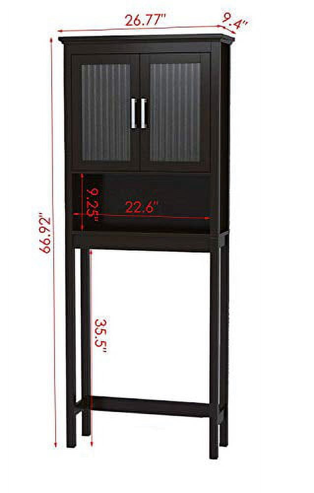 Spirich Bathroom Cabinet Organizer Over The Toilet Shelf with Tempered Glass Door, Espresso