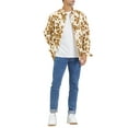 thumbnail image 2 of CAMISA HAWAIANA DE MANGA LARGA CON BOTONES PARA HOMBRE INSPIRAR CHIC, PATRÓN DE FLORES Y PALMAS, M BLANCA Y AMARILLA, 2 of 7