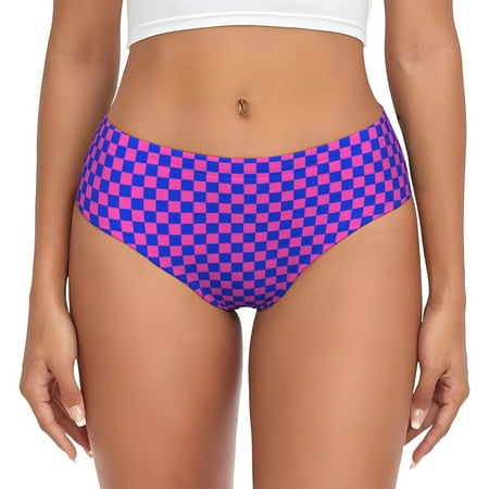 Checkered blue pink Y2K retro Womens Briefs Underwear  No Show Seamless Underwear for Women  Soft Stretch Women s Panties  Classic Hipster Panties Bikini Underwear Briefs for Ladies
