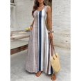 thumbnail image 4 of Women's Retro Striped Sleeveless Round Neck Maxi Dress, 4 of 9