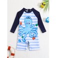 thumbnail image 3 of Emy Dola Baby Boys one Piece Swimsuit Zipper Rash Guard Kids Long Sleeve Bathing Suits UPF 50+ Sun Protection Swimwear 0-3 Years, 3 of 6