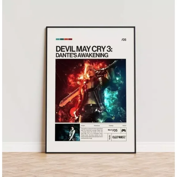Devil May Cry 3 - Dante'S Awakening Poster, Video Game Poster, Minimalist Game NO FRAMED POSTER, Home Decor, Vintage Art Print, Haging Poster, Cute Birthday Gift, Wall Art