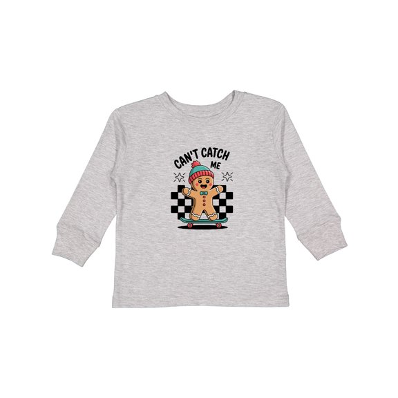 Inktastic Can't Catch Me Gingerbread Man Boys or Girls Long Sleeve Toddler T-Shirt