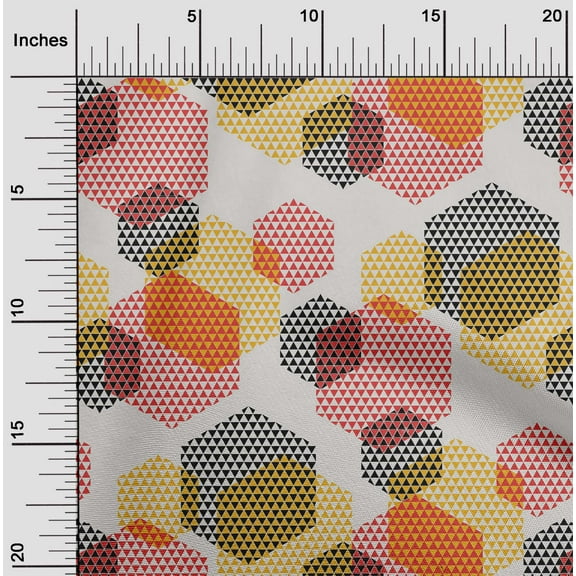 oneOone Cotton Jersey Black Fabric Triangle & Hexagon Geometric Craft Projects Decor Fabric Printed By The Yard 58 Inch Wide