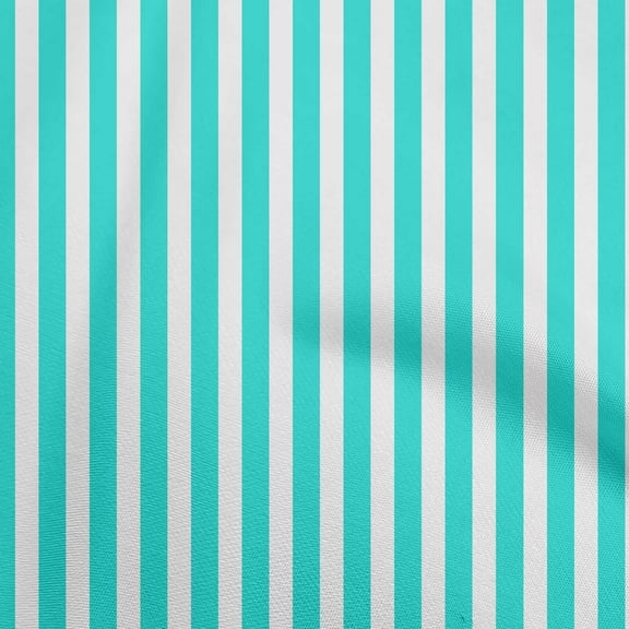 oneOone Polyester Spandex Turquoise Blue Fabric Stripes Quilting Supplies Print Sewing Fabric By The Yard 56 Inch Wide