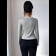 thumbnail image 5 of Conjunto de Dos Piezas de Cárdigan con Bloques de Color en Contraste para Mujer, Cárdigan Corto de Larga y Chal A Rayas. Gris XXL, 5 of 7