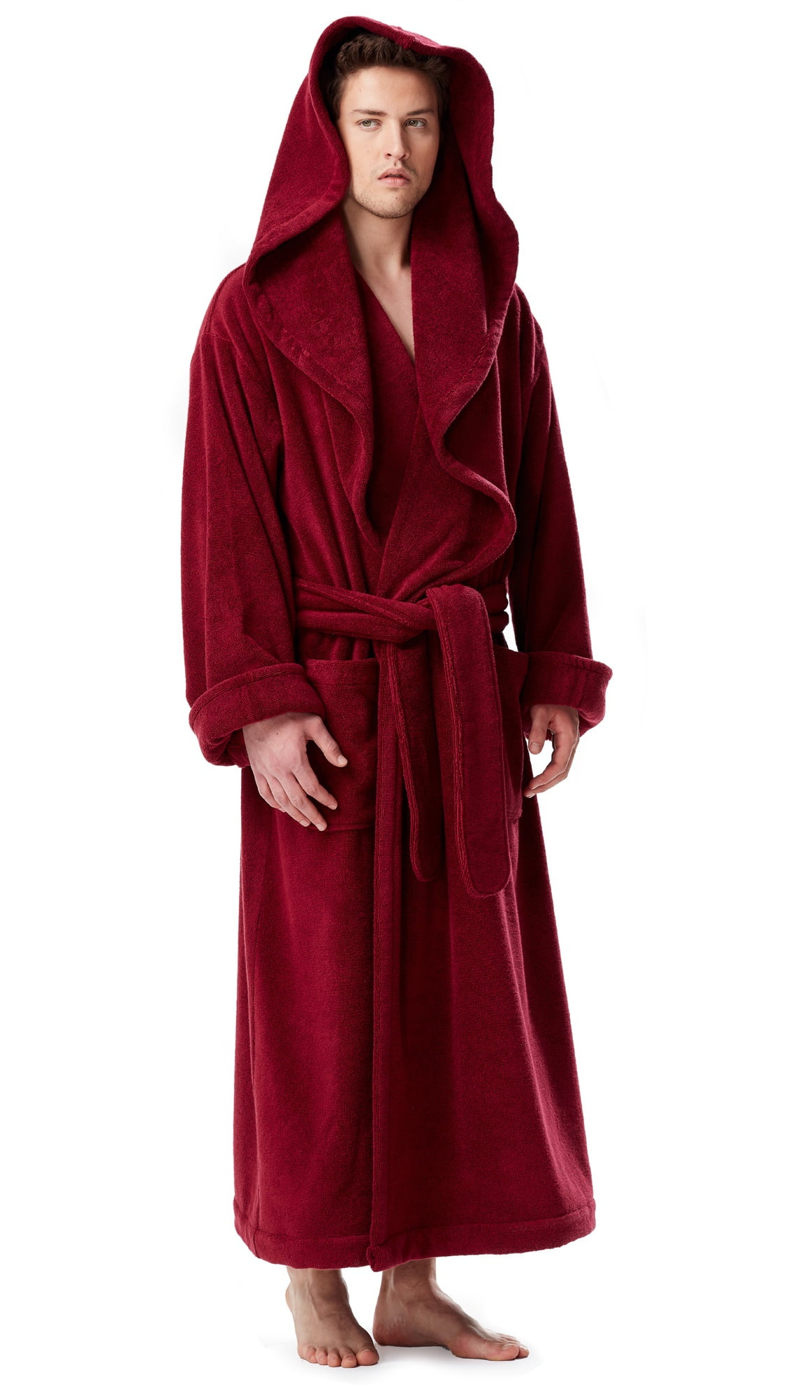 Men's Luxury Medieval Monk Robe Style Full Length Hooded Turkish Terry ...