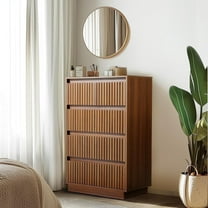 Wood Dresser, 5 Drawer Dresser for Bedroom, Modern Chest of Drawers with Deep Drawers Waterproof Living Room, Hallway, Entryway