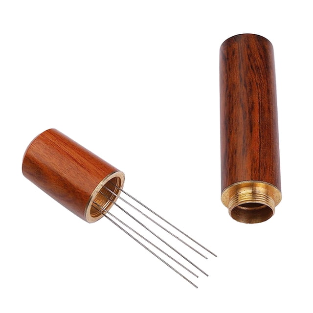 1PC Coffee Cloth Powder Injection Espressos Coffee Stirrer Professionals Espressos Stirring Distribution Tool Coffee Powder Hand Tampers Distributor Stainless Steel Needle Natural Wood Handle And